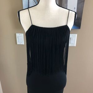 \\ Zara | Black Sleeveless Dress with Tassels